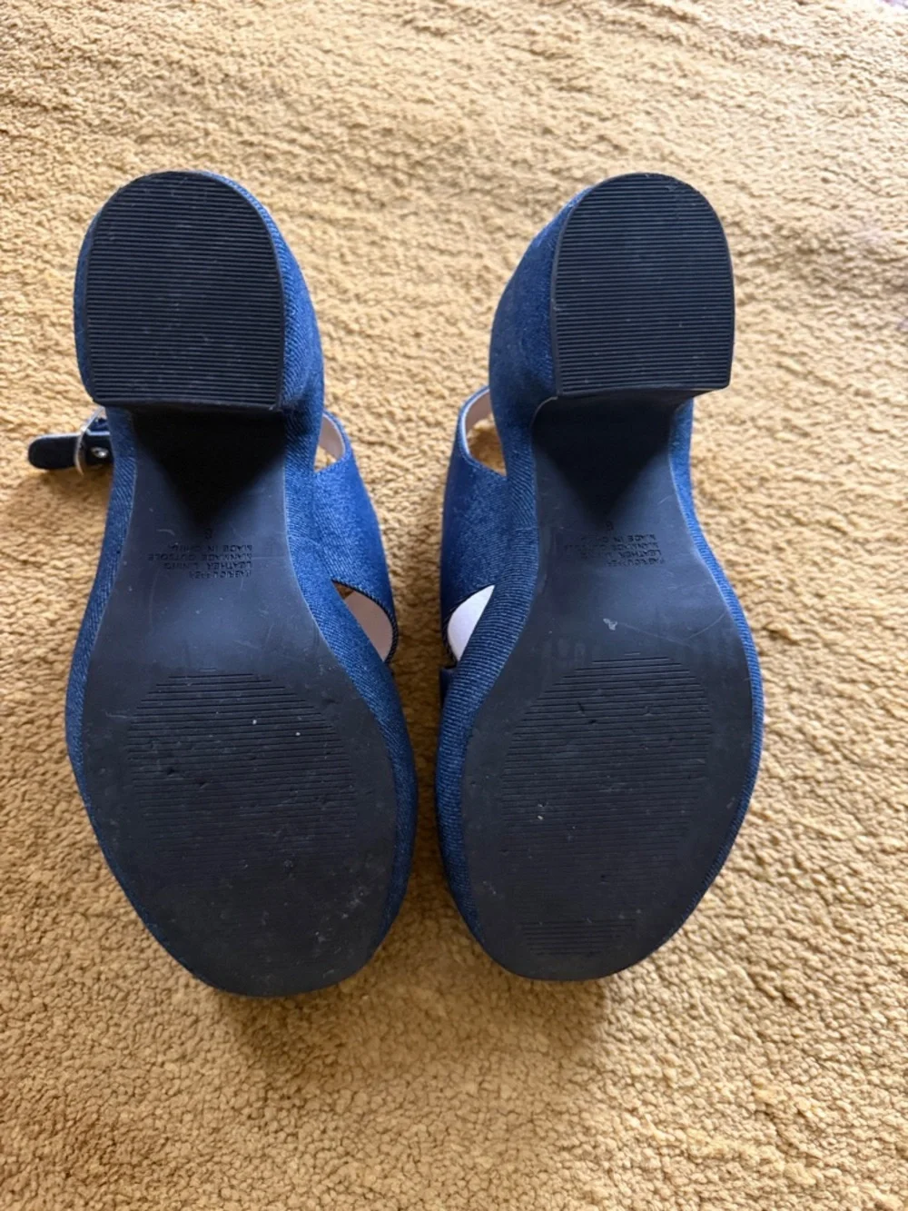 INTENTIONALLY BLANK Denim Platform Slingback Heels - Blue - Picture 2 of 3